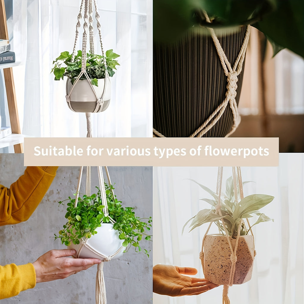 Suspension pour plante en macramé — lot de 4, 100 à 122 cm