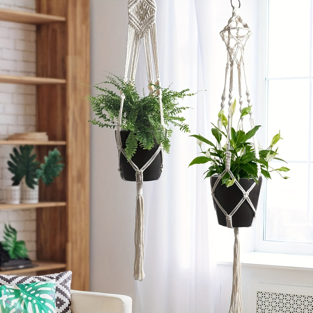 Suspension pour plante en macramé — lot de 4, 100 à 122 cm