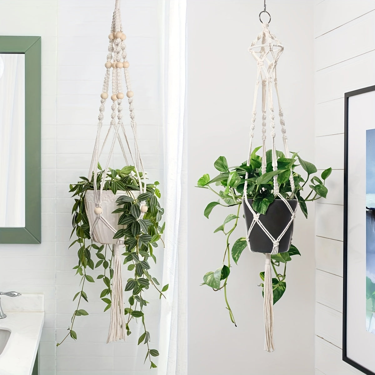 Suspension pour plante en macramé — lot de 4, 100 à 122 cm