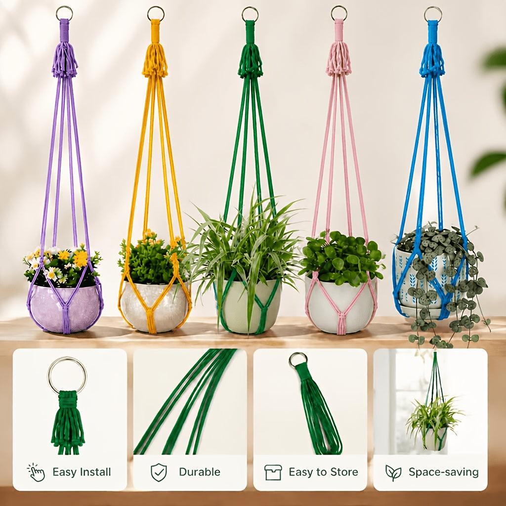 Suspension pour plante en macramé — lot de 5 coloris, 90 cm