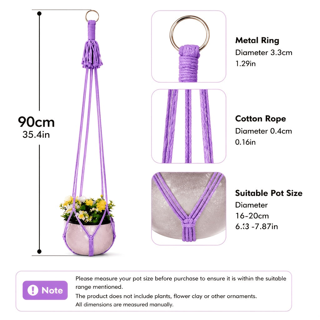 Suspension pour plante en macramé — lot de 5 coloris, 90 cm