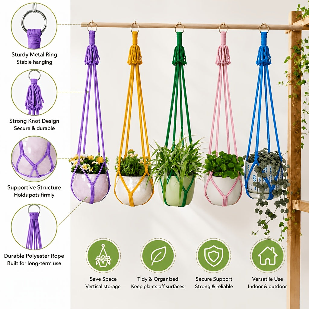 Suspension pour plante en macramé — lot de 5 coloris, 90 cm