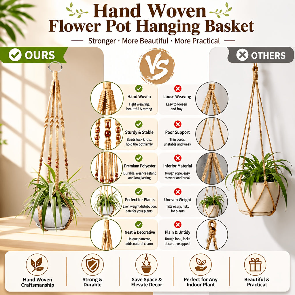 Suspension pour plante en macramé à perles — lot de 2, 80 cm
