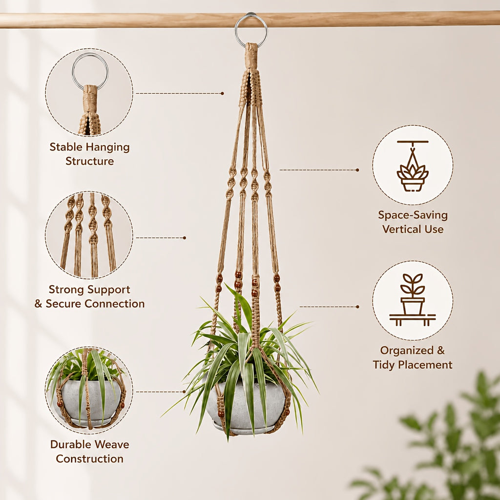 Suspension pour plante en macramé à perles — lot de 2, 80 cm