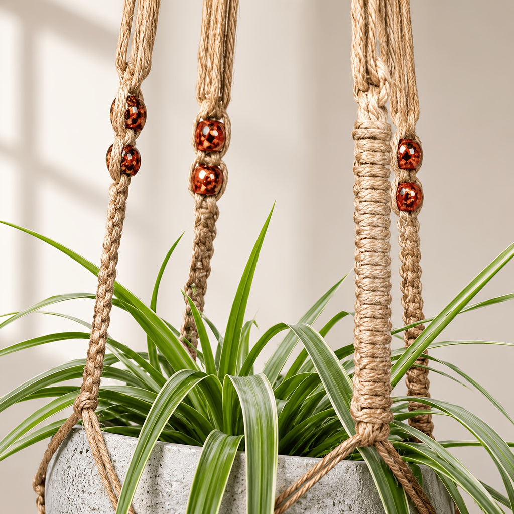 Suspension pour plante en macramé à perles — lot de 2, 80 cm