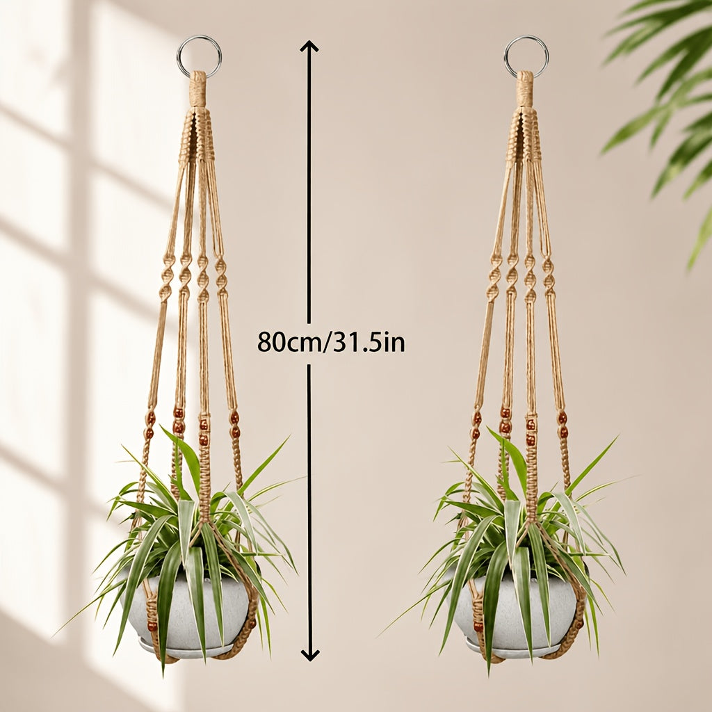 Suspension pour plante en macramé à perles — lot de 2, 80 cm