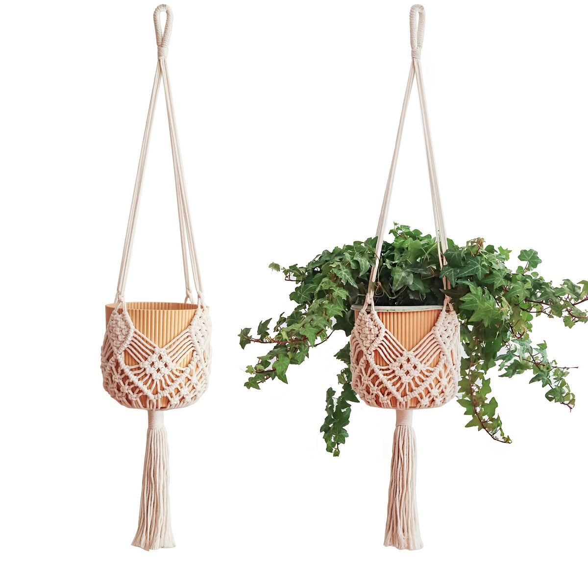 Suspension pour plante macramé terracotta — lot de 2, 89 cm