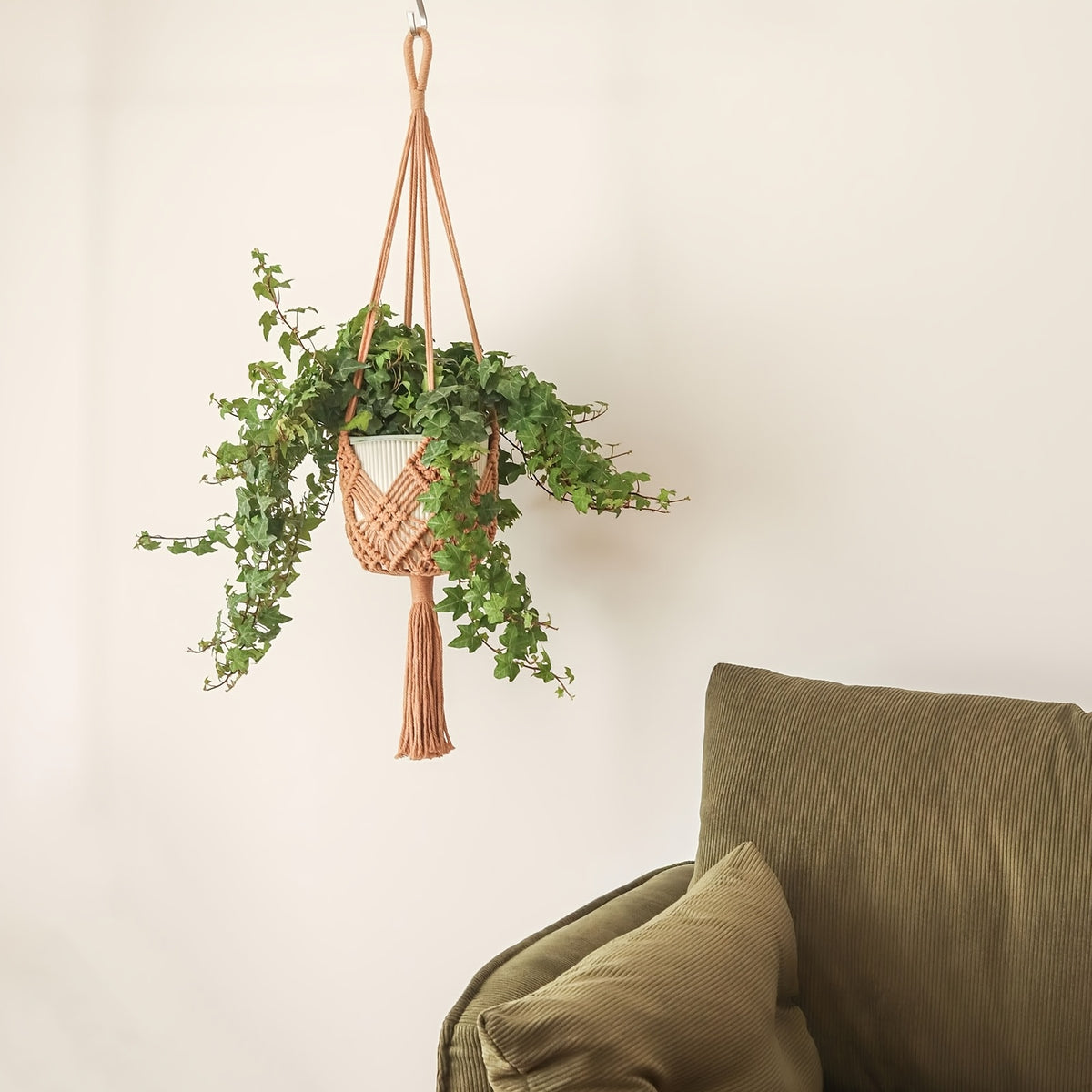 Suspension pour plante macramé terracotta — lot de 2, 89 cm