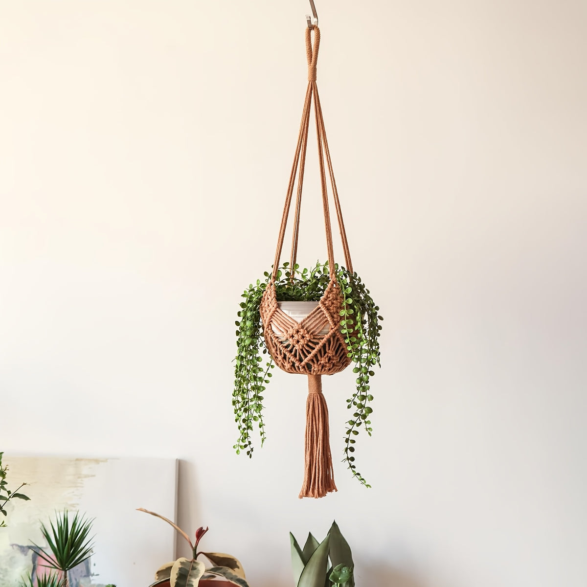 Suspension pour plante macramé terracotta — lot de 2, 89 cm