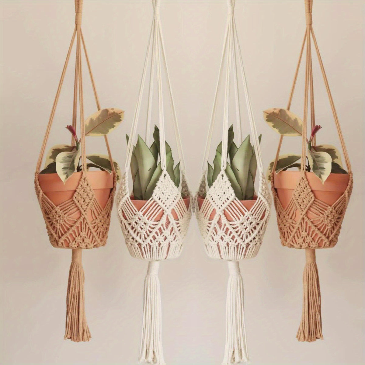 Suspension pour plante macramé terracotta — lot de 2, 89 cm