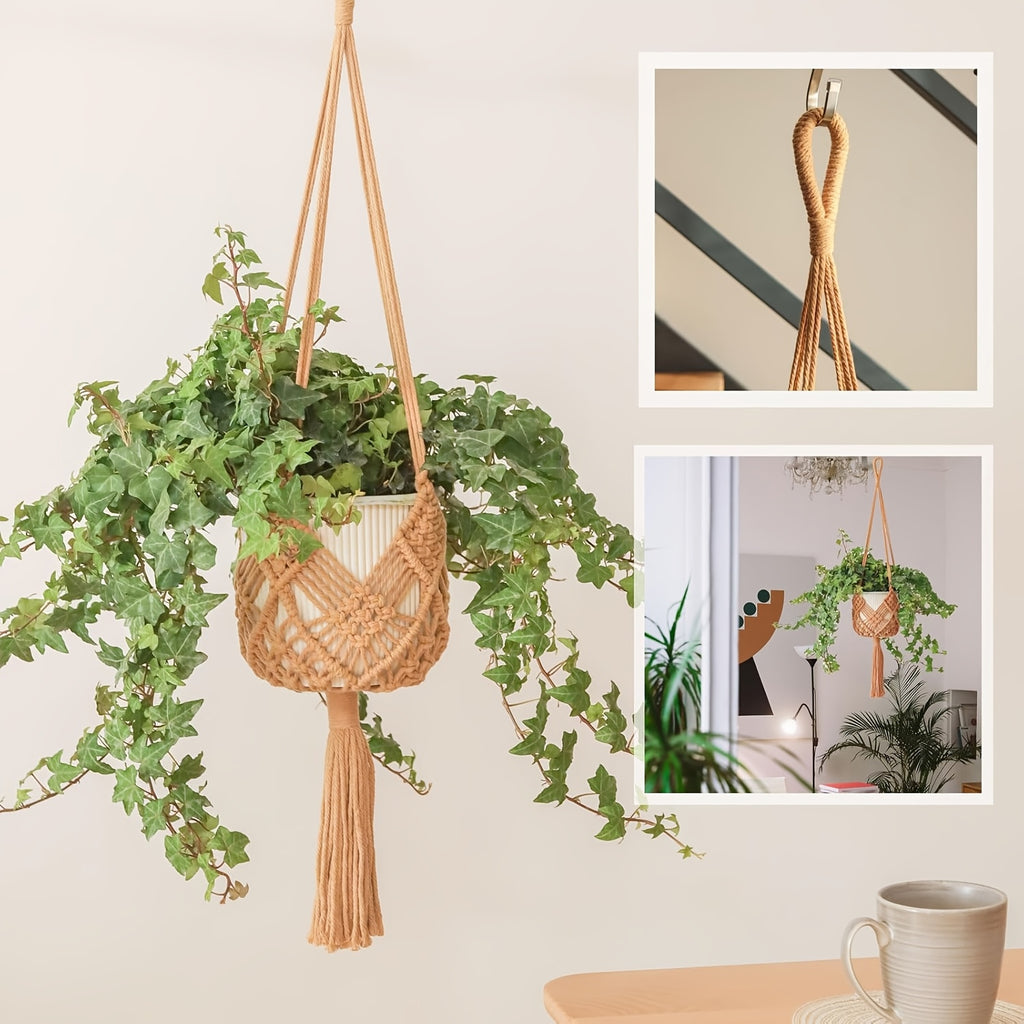 Suspension pour plante macramé terracotta — lot de 2, 89 cm