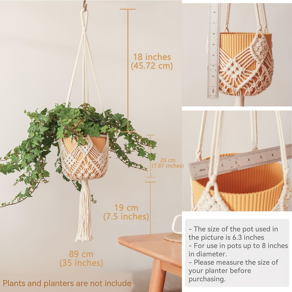 Suspension pour plante macramé terracotta — lot de 2, 89 cm