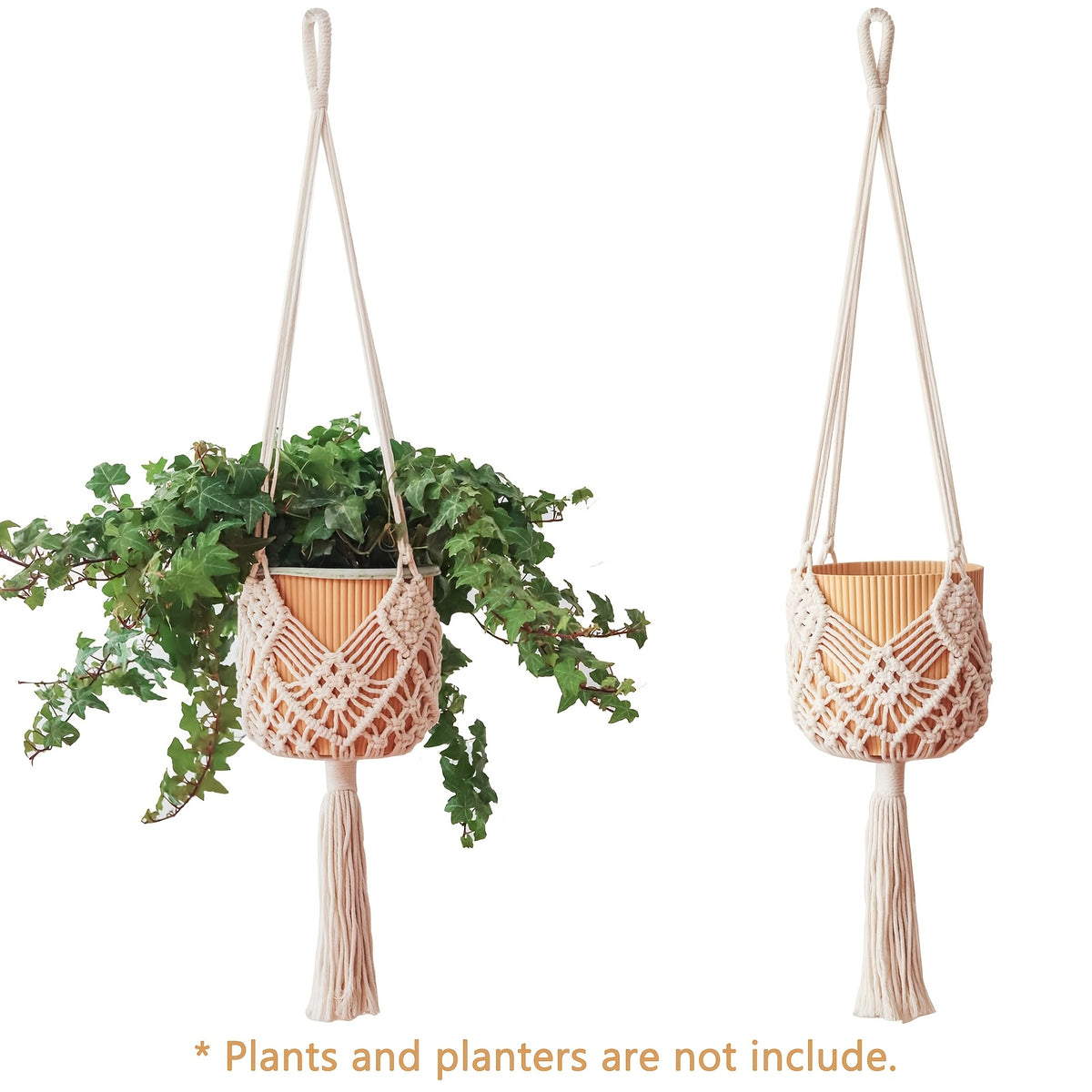 Suspension pour plante macramé terracotta — lot de 2, 89 cm