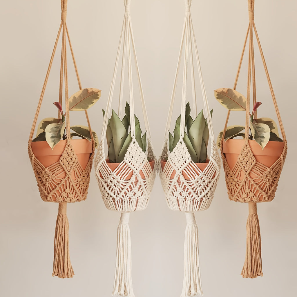 Suspension pour plante macramé terracotta — lot de 2, 89 cm