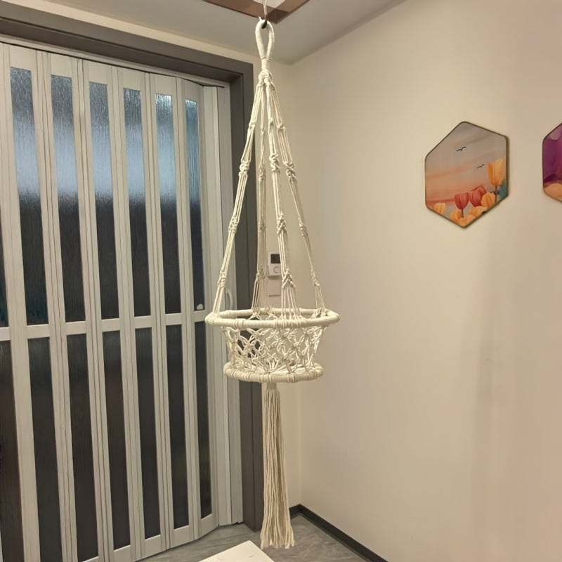 Suspension pour plante en macramé de coton écru, Ø 19 ou 30 cm