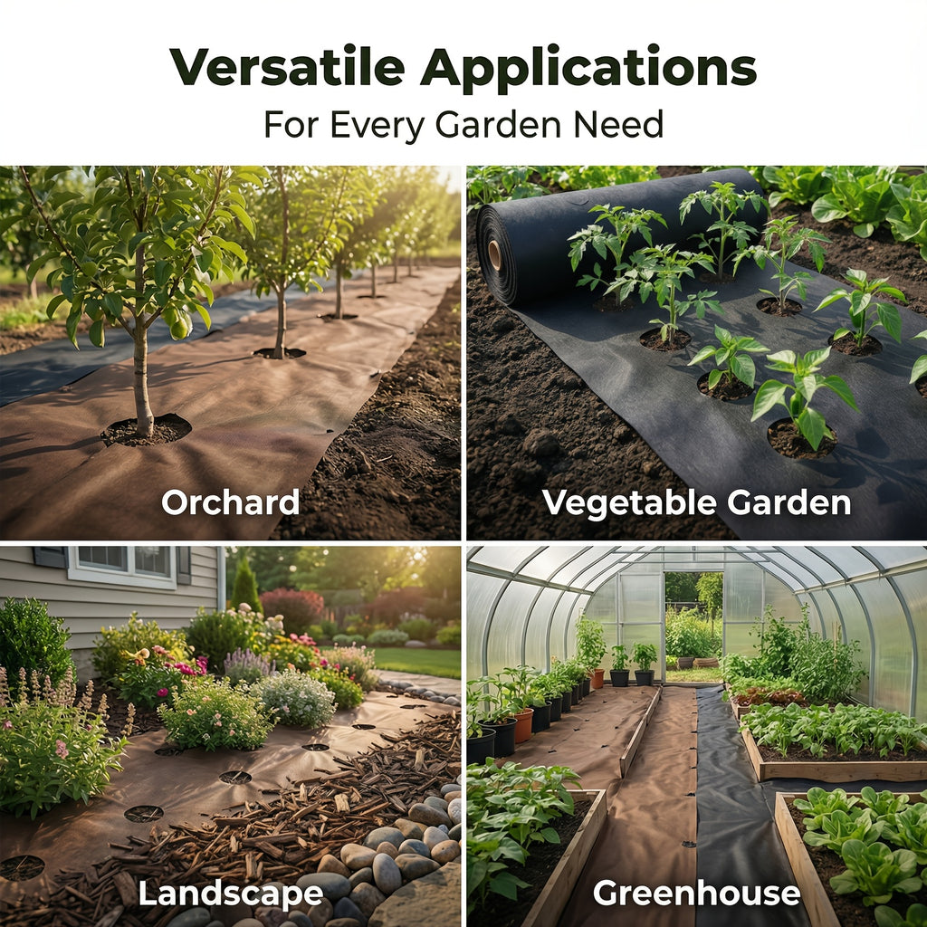 Toile de paillage perforée 8 m double face marron et noir