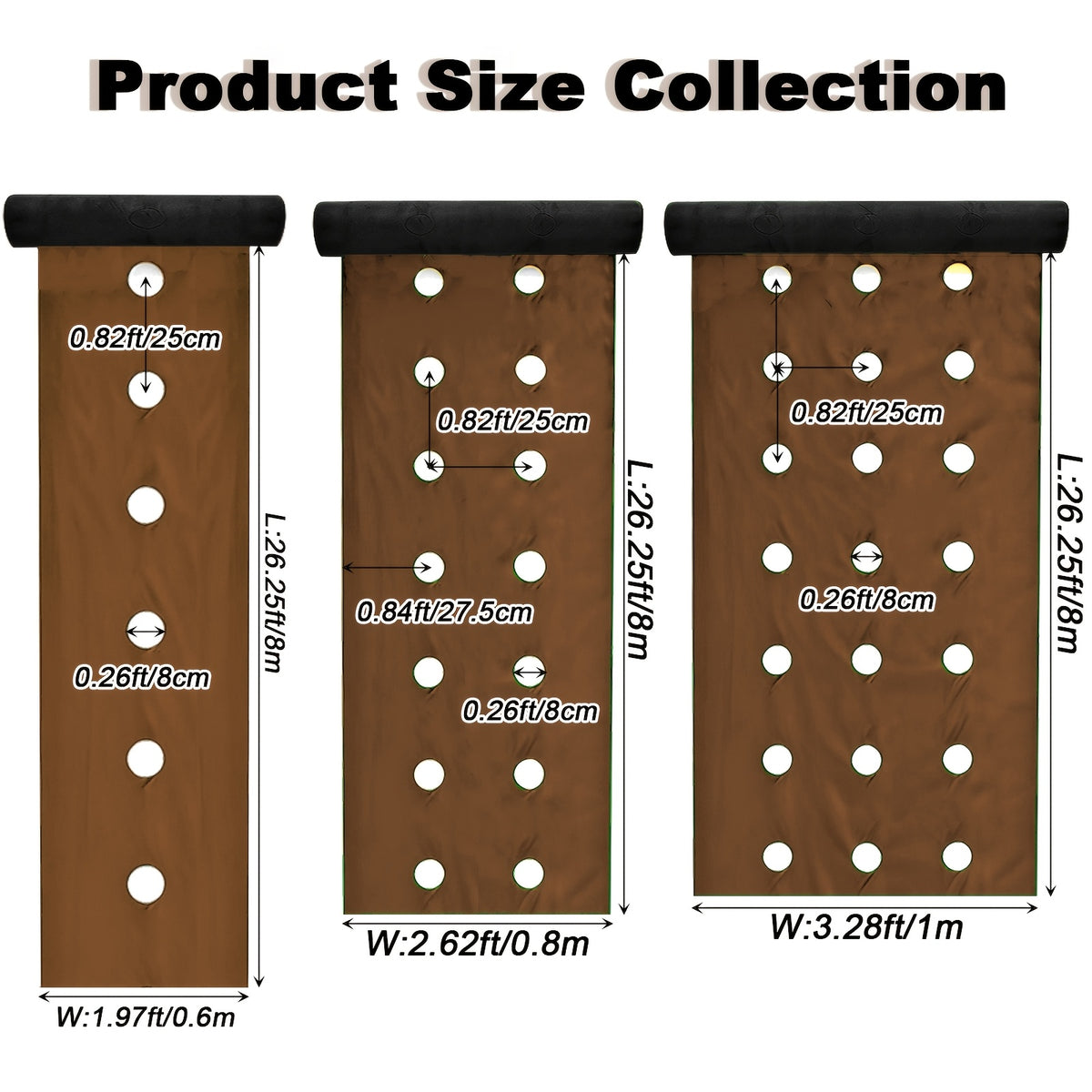Toile de paillage perforée 8 m double face marron et noir