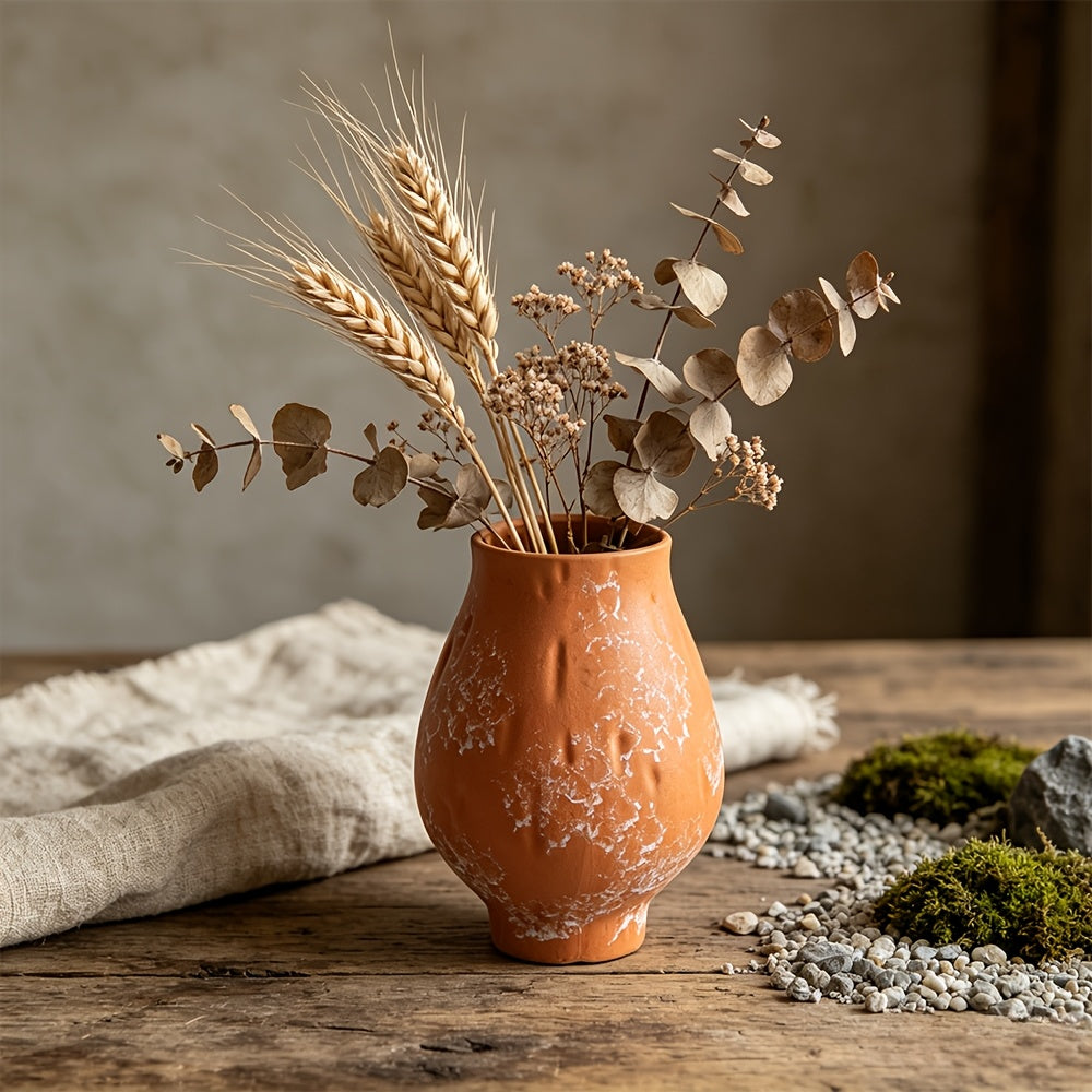 Vase pot de fleur en terre cuite wabi-sabi — Ø 20 × H 25 cm
